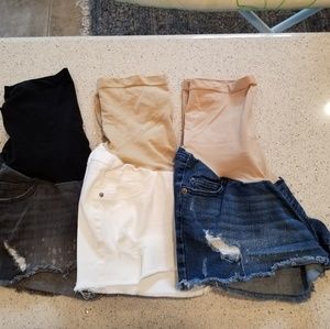 3 Pairs Distressed Denim Maternity Shorts
